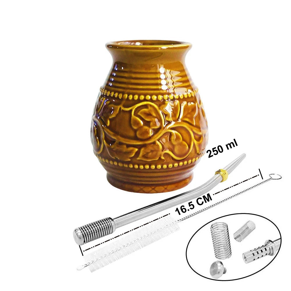 Calebasse maté en céramique avec bombilla 1 Ma Théière