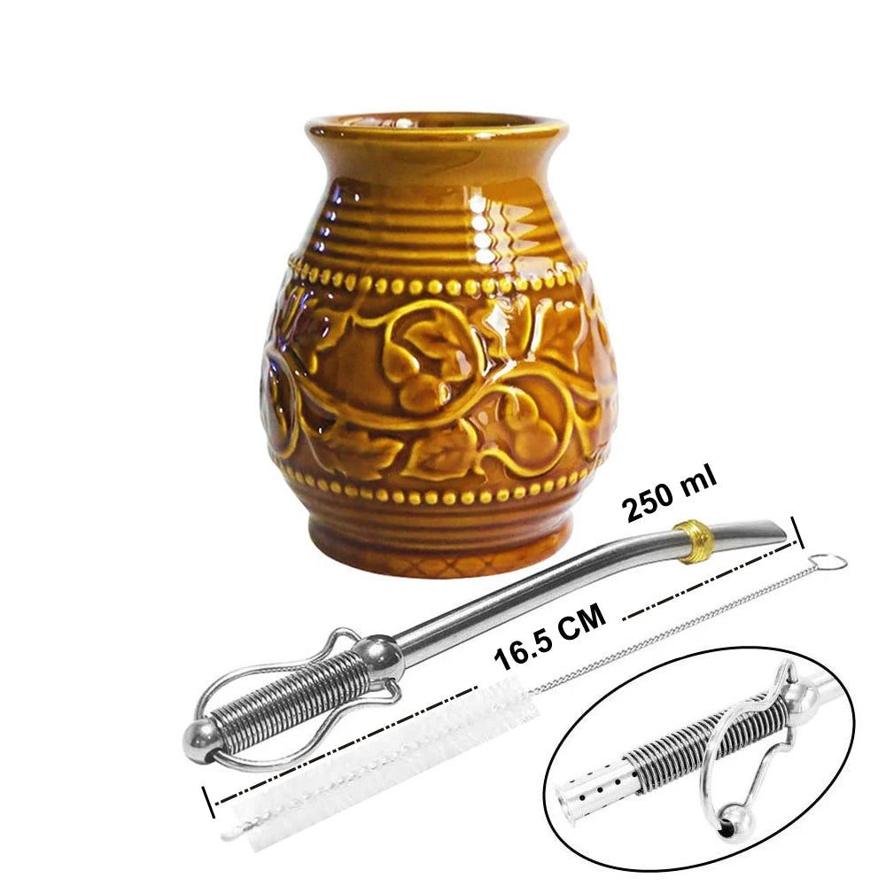 Calebasse maté en céramique avec bombilla 2 Ma Théière