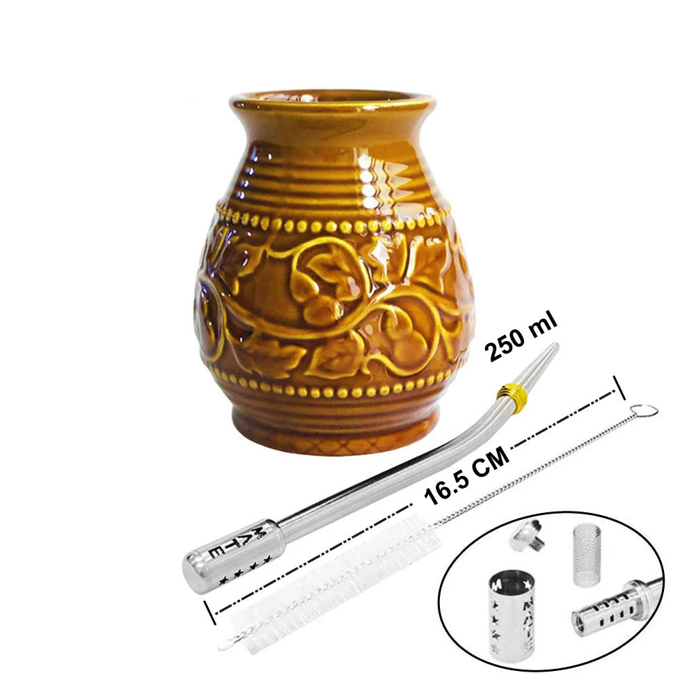 Calebasse maté en céramique avec bombilla 3 Ma Théière