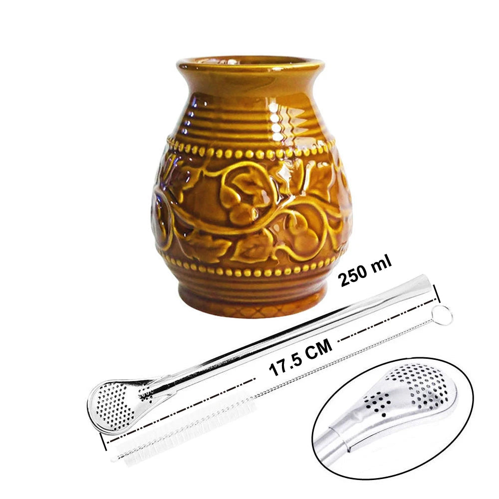 Calebasse maté en céramique avec bombilla 4 Ma Théière