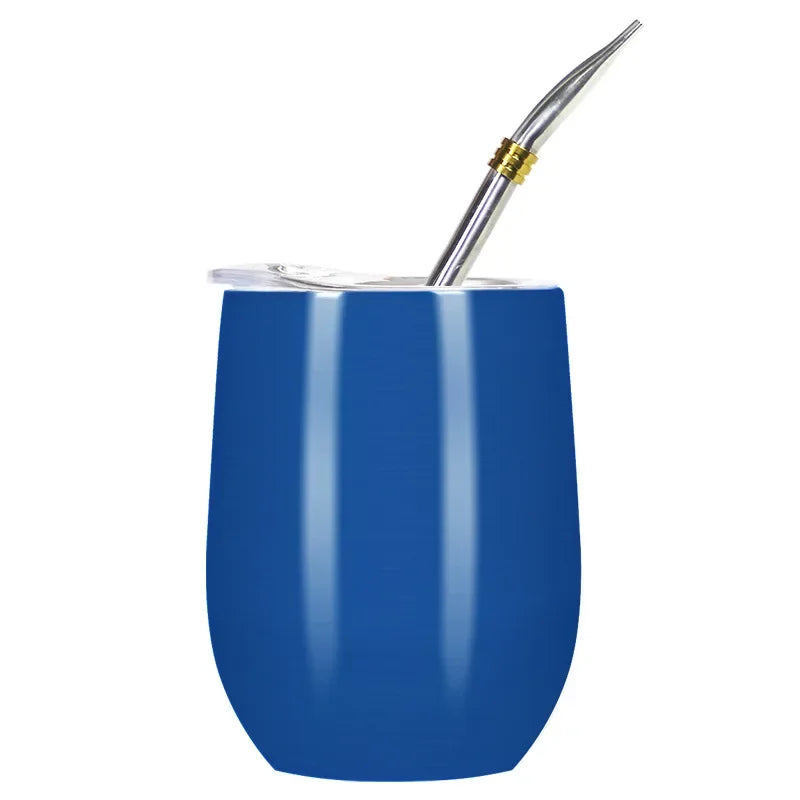 Calebasse maté en métal isotherme bleu clair et bombilla Ma Théière