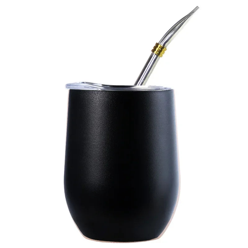 Calebasse maté en métal isotherme noire et bombilla Ma Théière