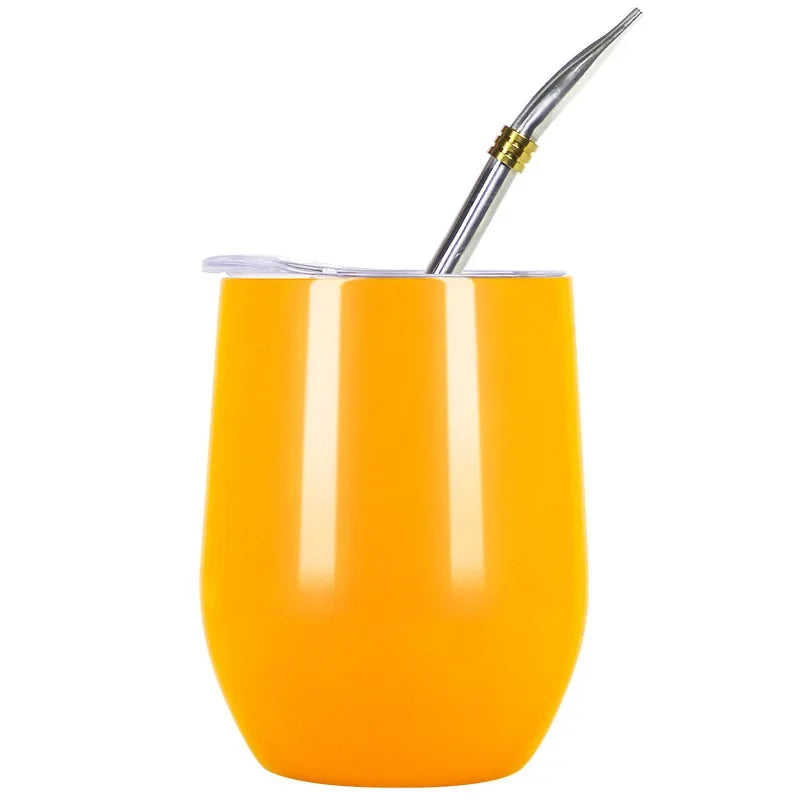 Calebasse maté en métal isotherme orange et bombilla Ma Théière