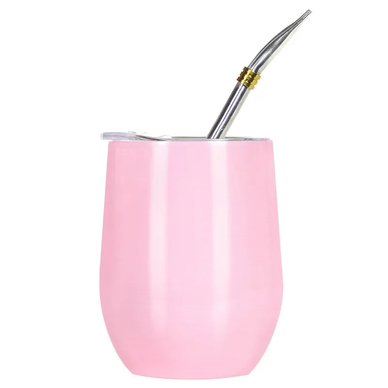 Calebasse maté en métal isotherme rose pâle et bombilla Ma Théière