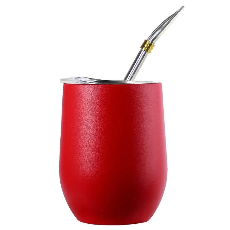 Calebasse maté en métal isotherme rouge et bombilla Ma Théière