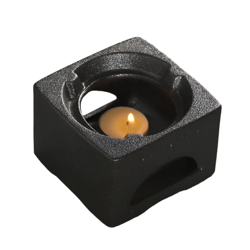 Chauffe théière bougie en céramique style japonais noir Ma Théière