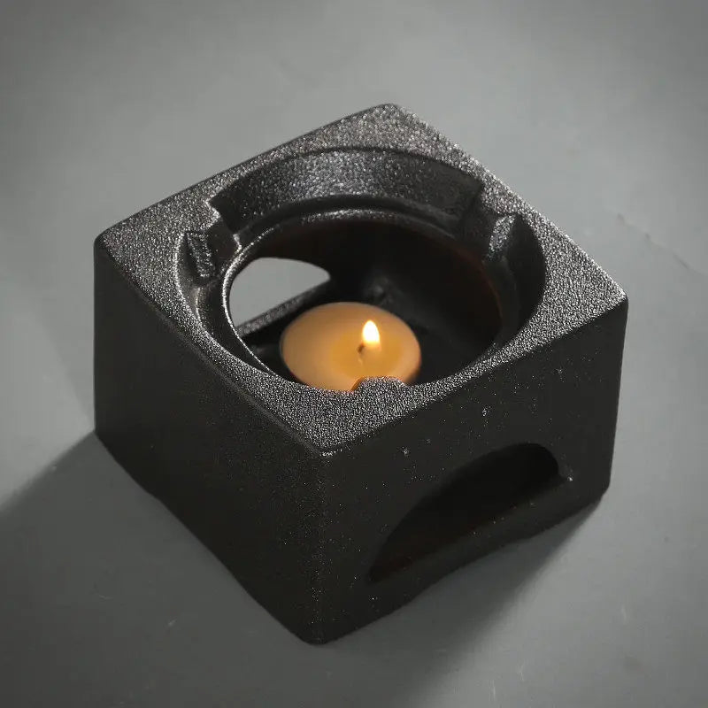 Chauffe théière bougie en céramique style japonais noir Ma Théière