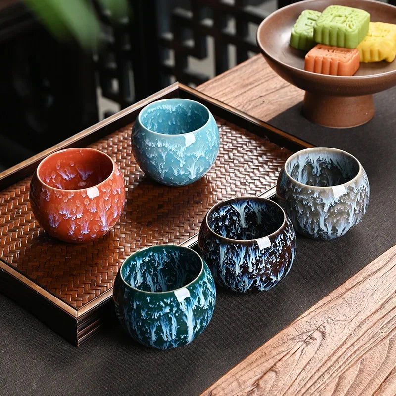 Coffret 5 tasses à thé en Porcelaine couleurs pastel - 150ML Ma Théière