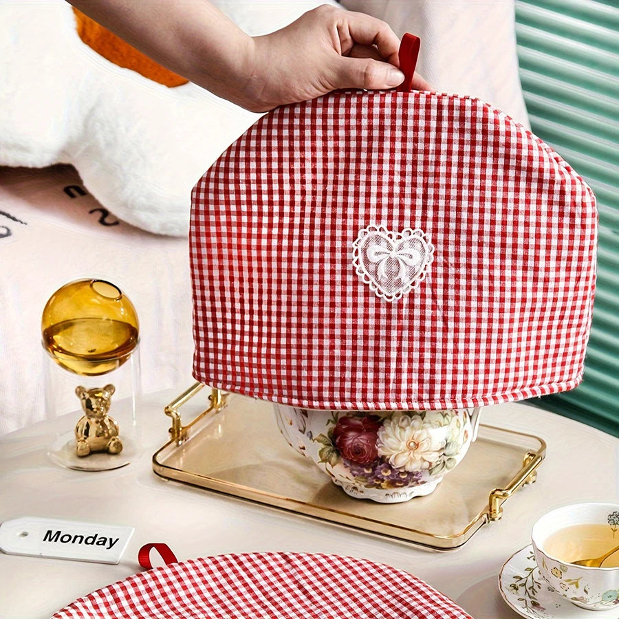 Couvre théière universel en coton isolant motif quadrillé Ma Théière