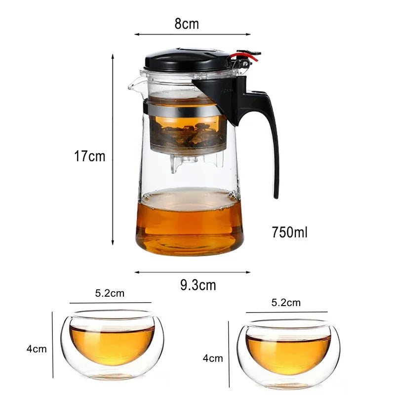 Ensemble théière en verre avec infuseur et 2 tasses 750mL Ma Théière
