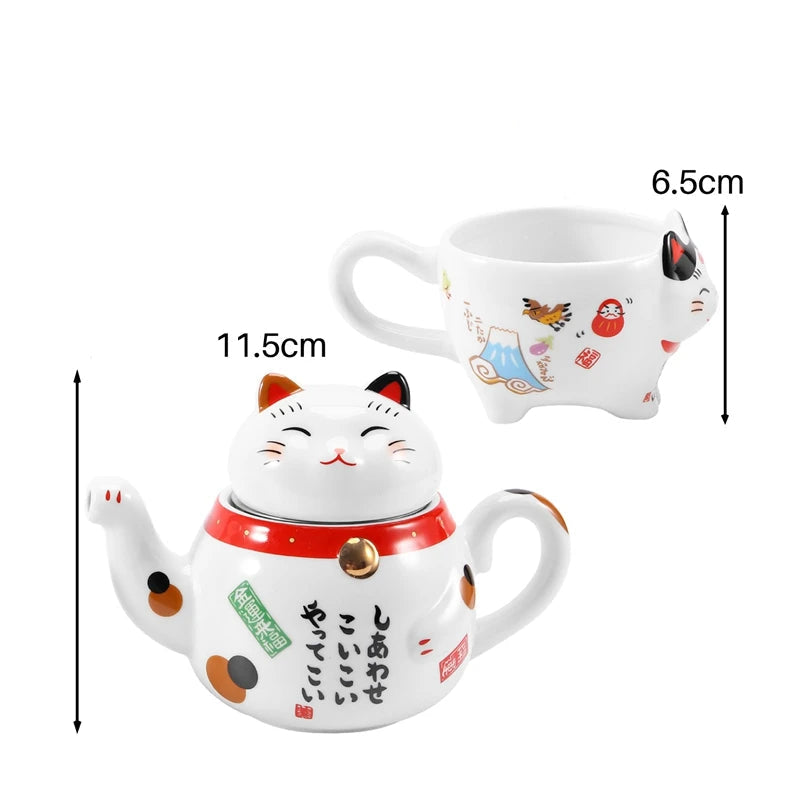 Ensemble théière japonaise en céramique et tasse chat - 300ml Ma Théière