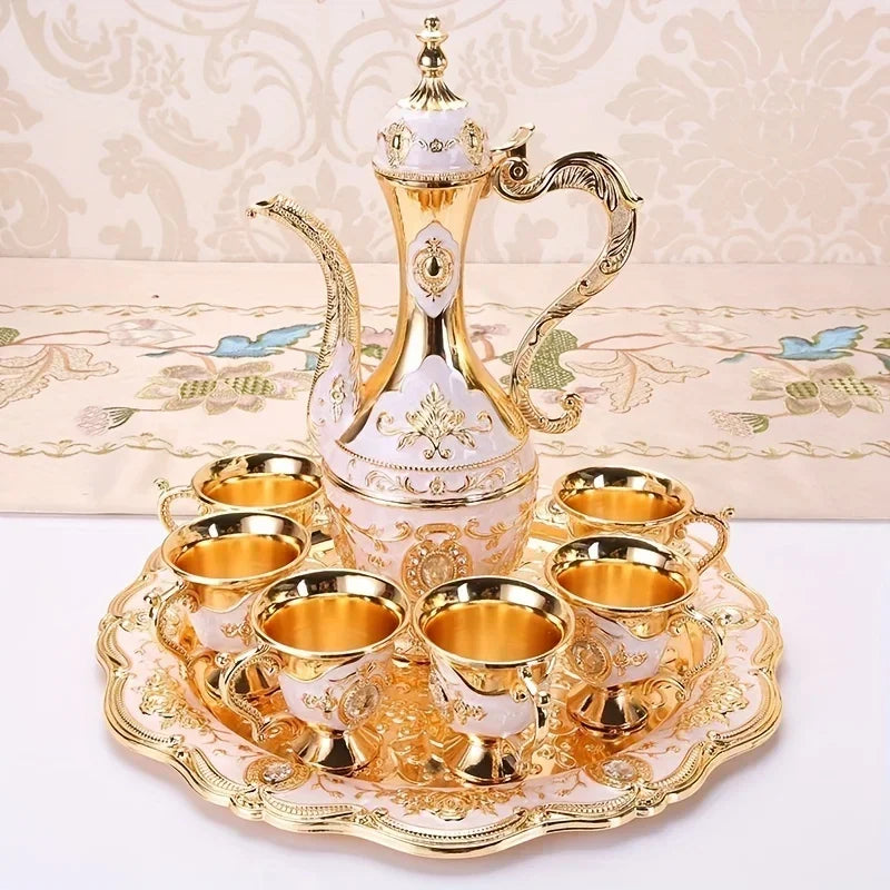 Ensemble théière + tasse + plateau en métal turque deluxe Blanc Ma Théière