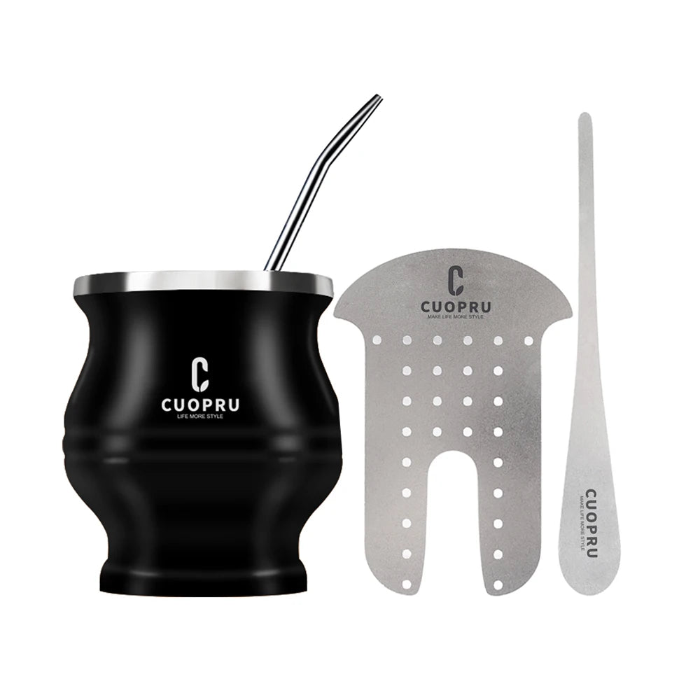 Kit calebasse maté en métal isotherme + bombilla maté + séparateur Noir Ma Théière