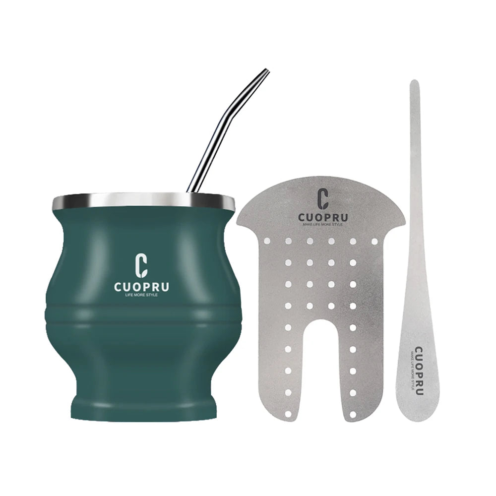 Kit calebasse maté en métal isotherme + bombilla maté + séparateur Vert Ma Théière