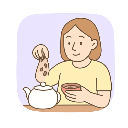 Mettre le thé dans une tasse