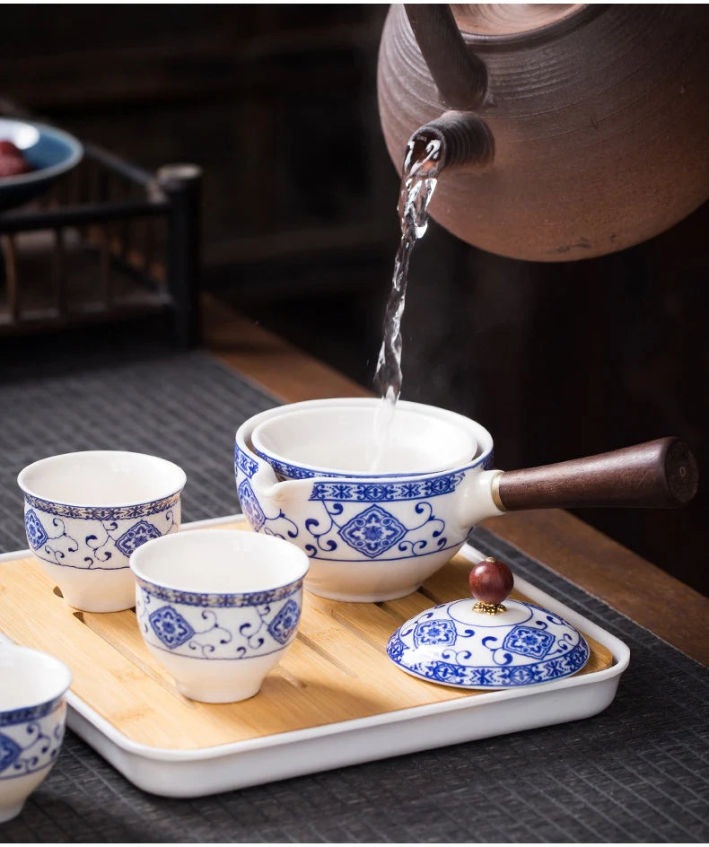 Service à thé en céramique chinoise avec sac Ma Théière