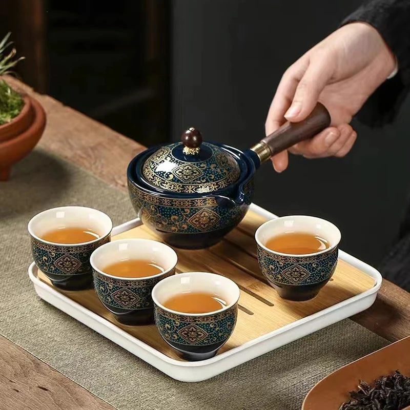 Service à thé en céramique chinoise avec sac Ma Théière