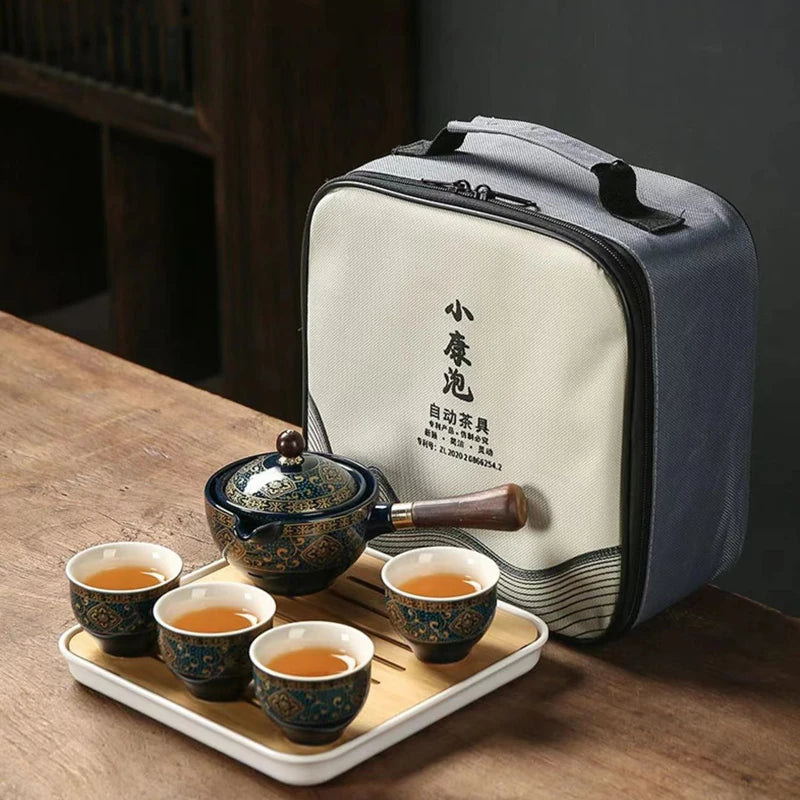 Service à thé en céramique chinoise avec sac Ma Théière