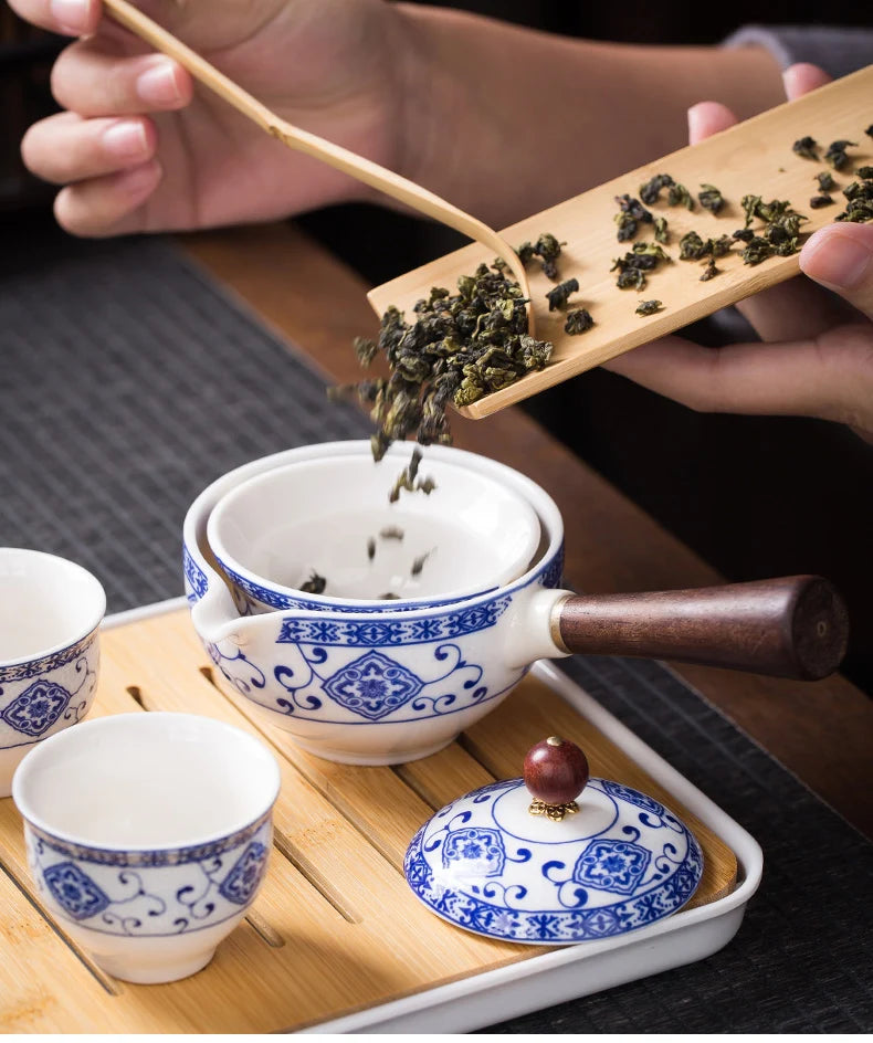 Service à thé en céramique chinoise avec sac Ma Théière