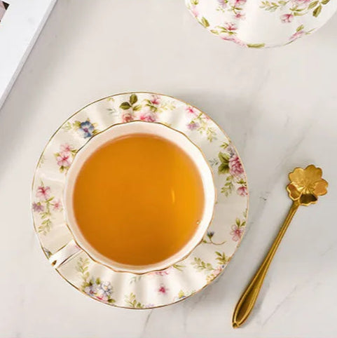 Service à thé en porcelaine anglaise deluxe bleu Ma Théière