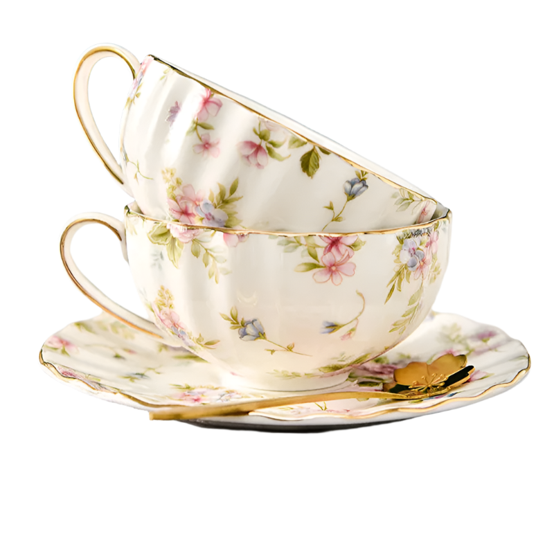 Service à thé en porcelaine anglaise deluxe bleu