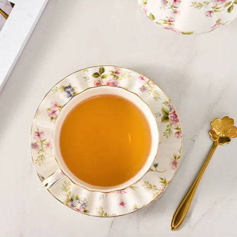 Service à thé en porcelaine anglaise deluxe bouquet de roses Ma Théière