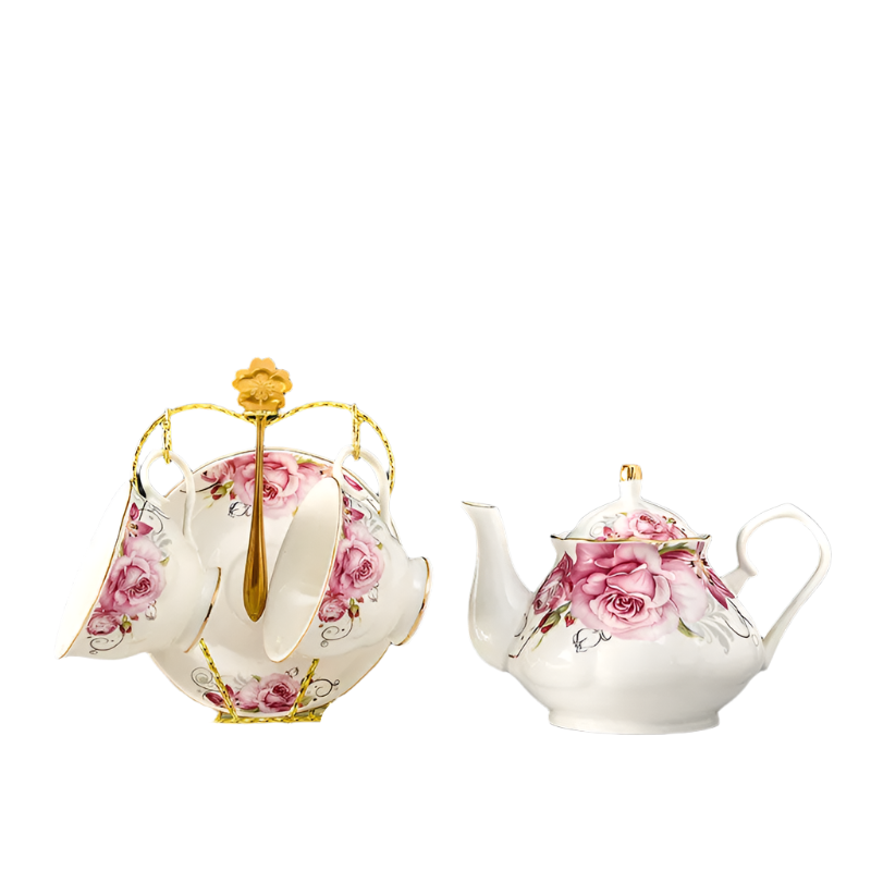 Service à thé en porcelaine anglaise deluxe bouquet de roses