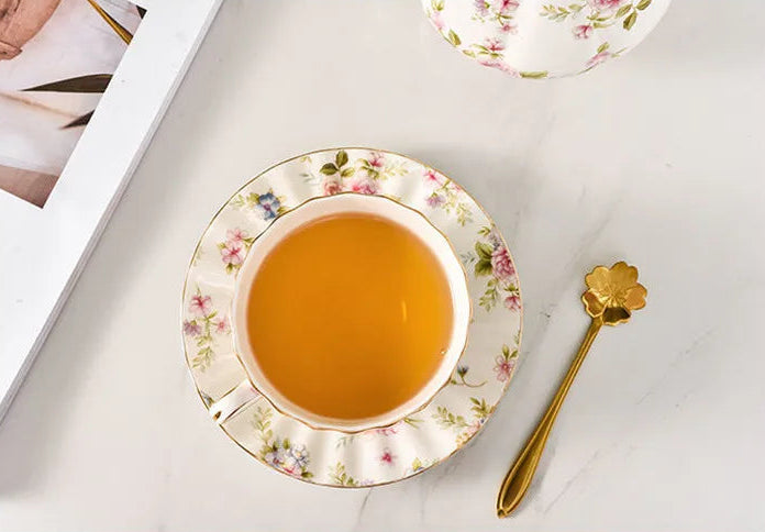 Service à thé en porcelaine anglaise deluxe verte Ma Théière