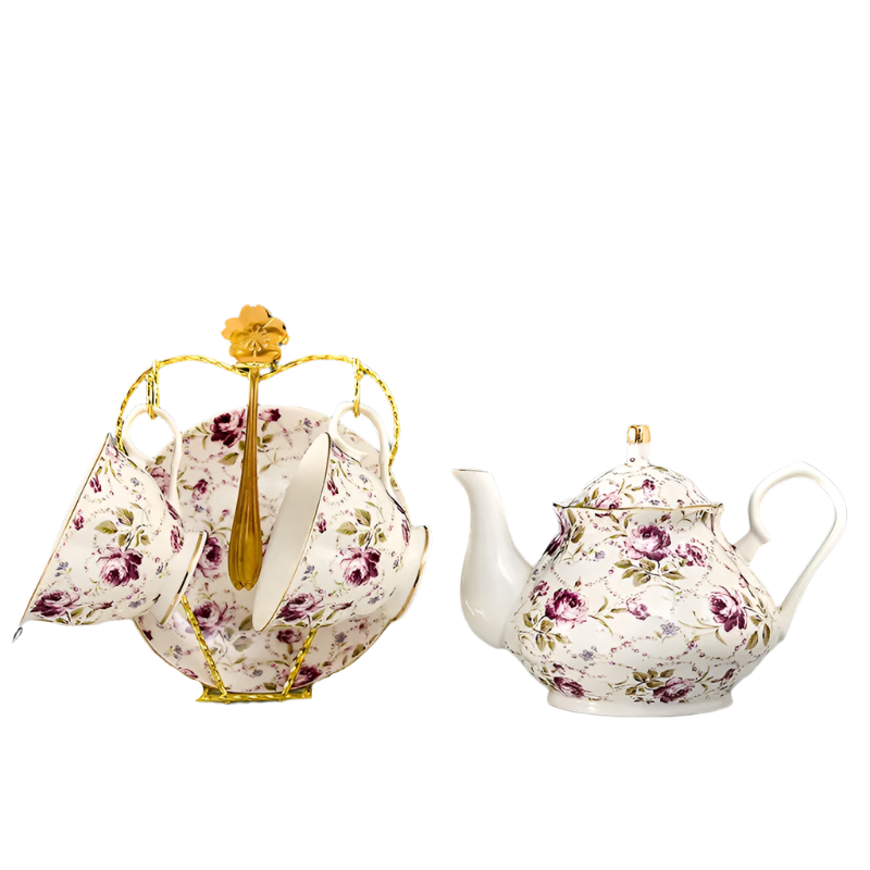 Service à thé en porcelaine anglaise deluxe verte