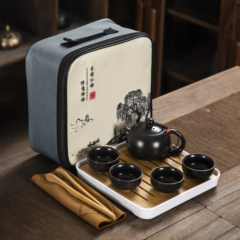Service à thé en porcelaine japonaise 4 tasses - 200ml Noir Ma Théière