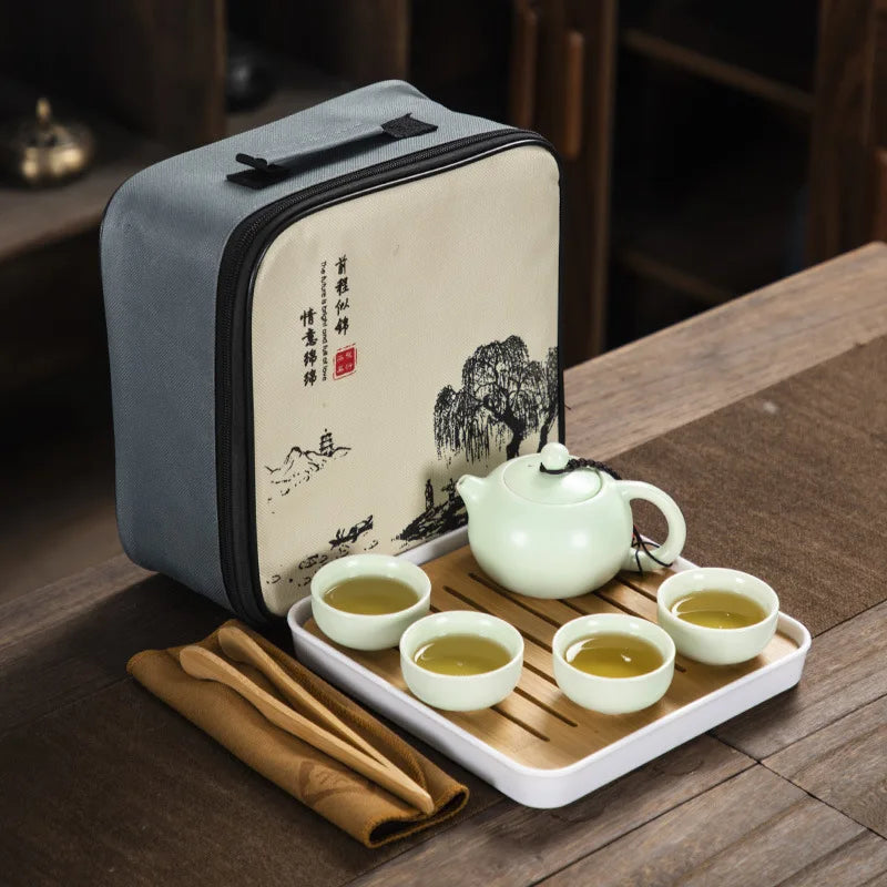 Service à thé en porcelaine japonaise 4 tasses - 200ml Vert Ma Théière