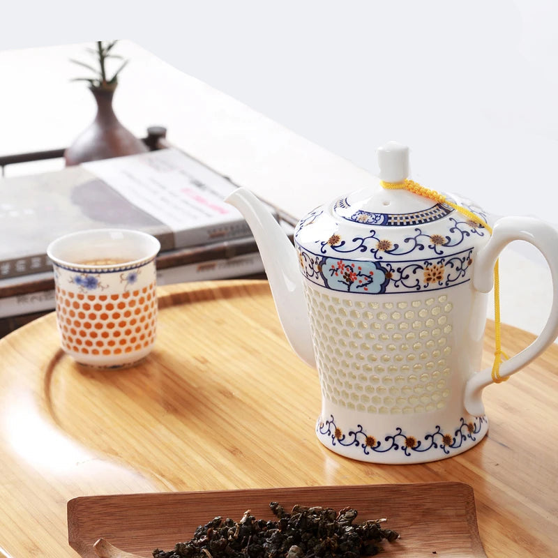 Service à thé en porcelaines chinois nid d'abeilles - 660ml Ma Théière