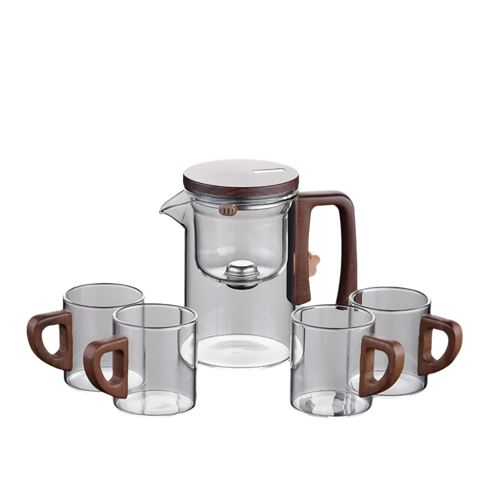 Service à thé en verre interrupteur magnétique + 4 tasses