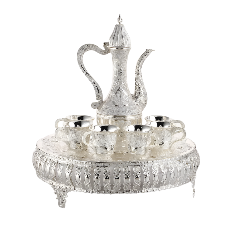 Service à thé marocain 6 personnes argenté - 250ml