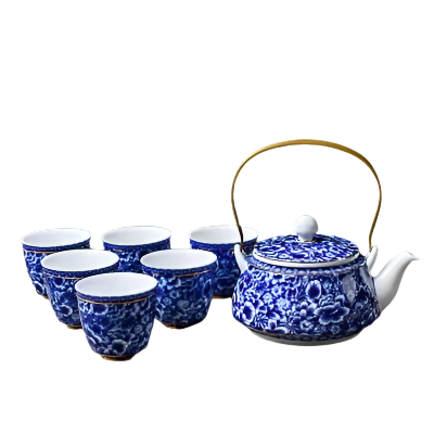Service à thé théière en porcelaine chinoise 6 tasses - 620ml