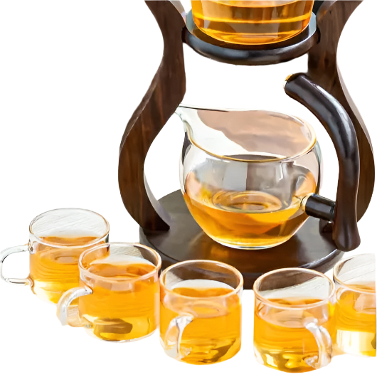 Service à thé : théière en verre turque double étage + 6 tasses