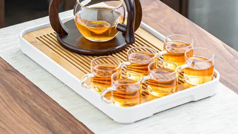 Service à thé : théière en verre turque double étage + 6 tasses + plateau Ma Théière