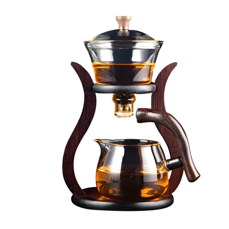 Service à thé : théière en verre turque double étage + 6 tasses + plateau