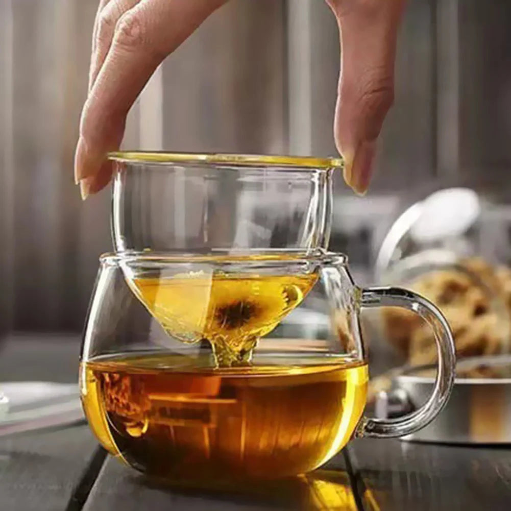 Tasse à thé en verre avec infuseur et couvercle rond - 350ml Ma Théière