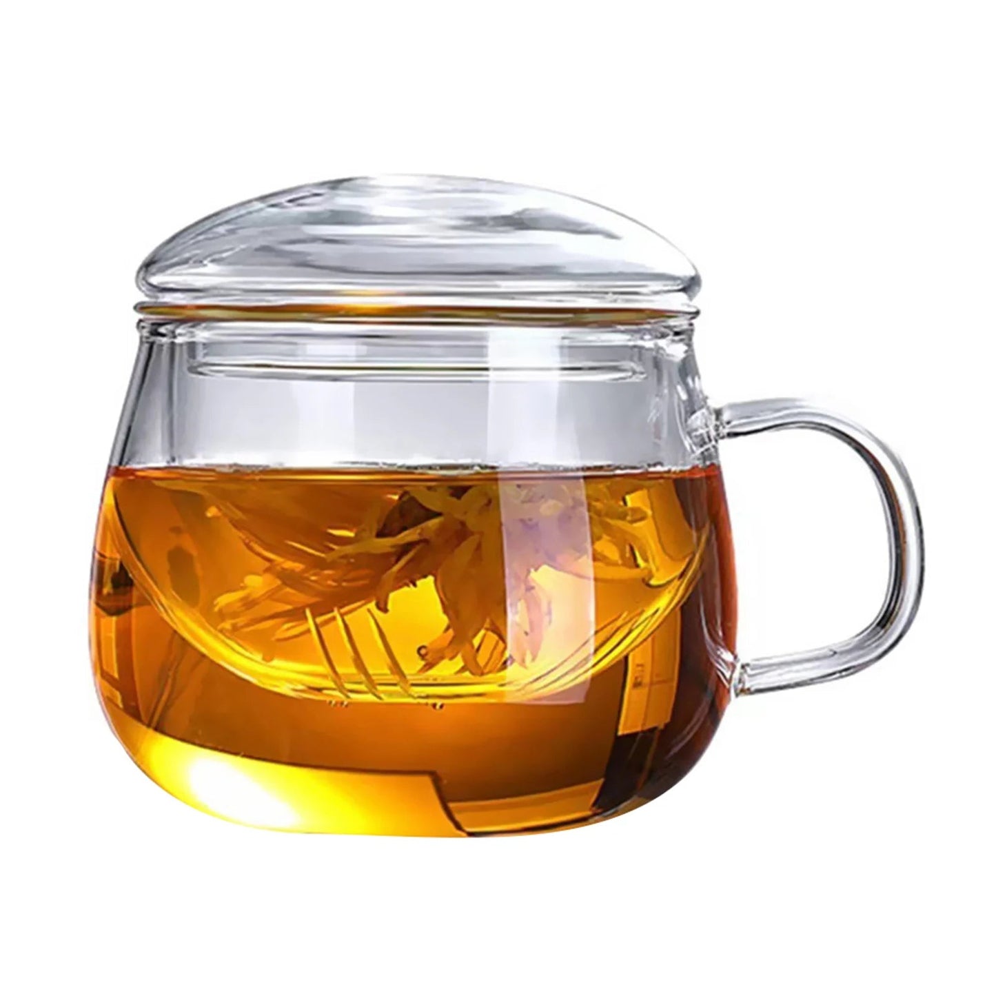 Tasse à thé en verre avec infuseur et couvercle rond - 350ml Ma Théière