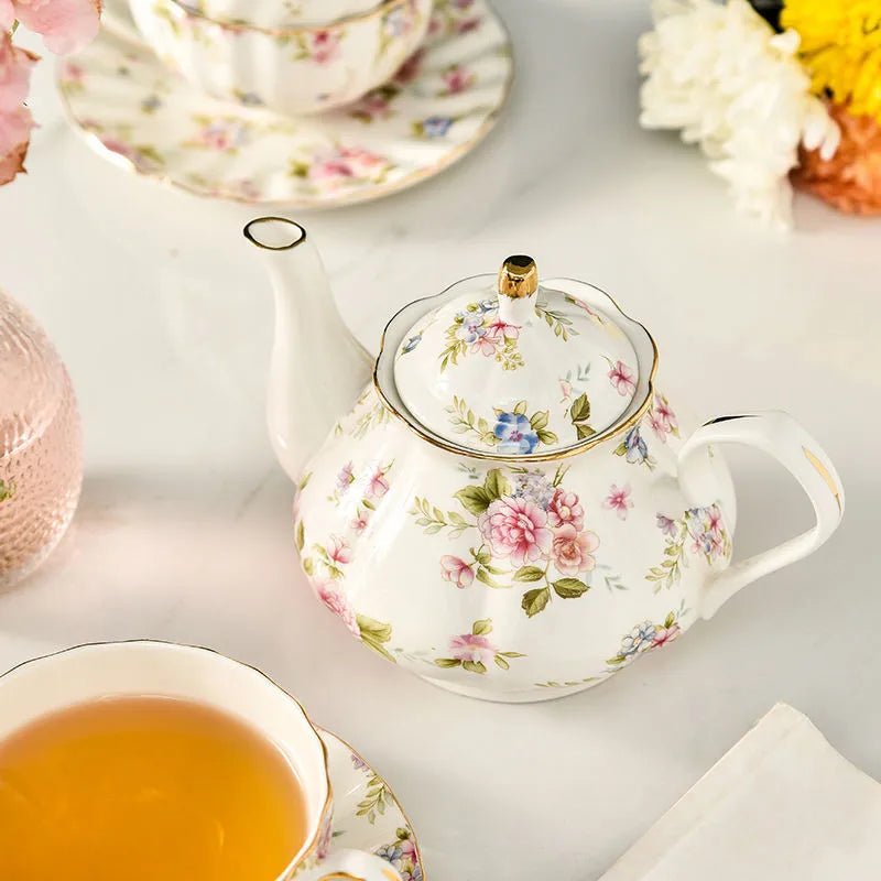 Théière anglaise en porcelaine blanche avec rose - 900ML Ma Théière