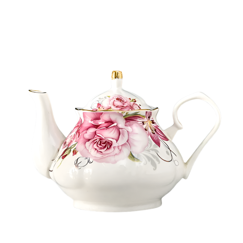 Théière anglaise en porcelaine bouquet de rose - 900ML