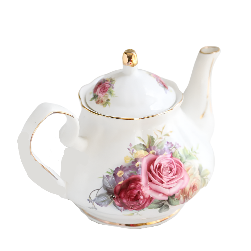 Théière anglaise en porcelaine fleurs rose - 500ML