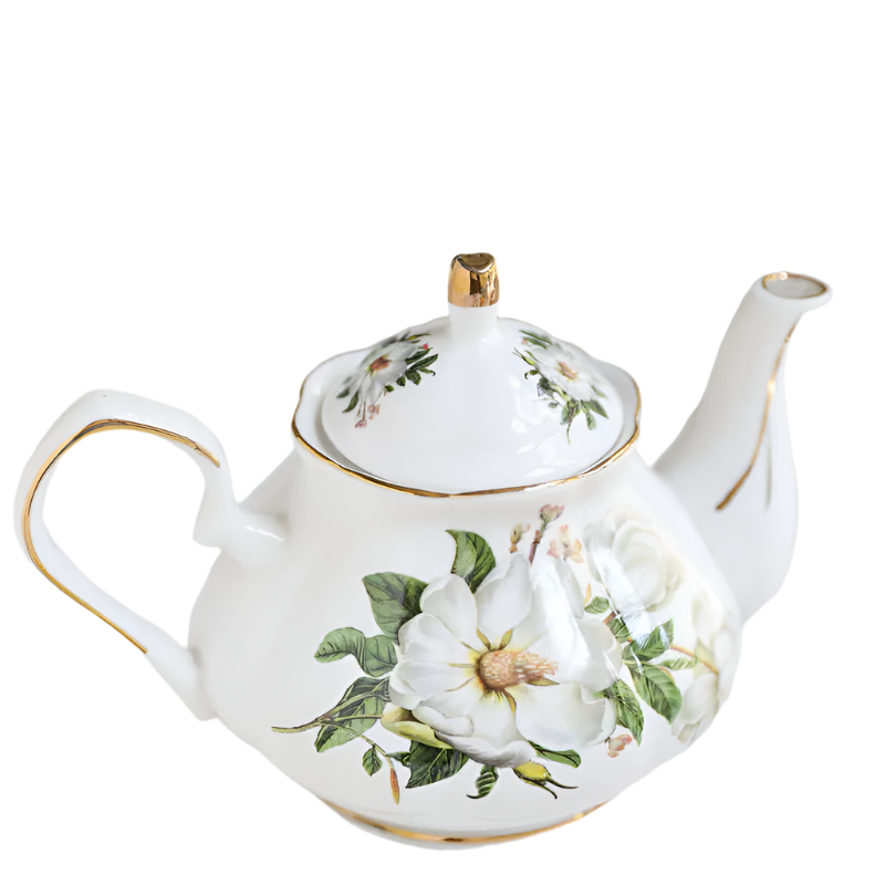 Théière anglaise en porcelaine rose blanche - 500ML