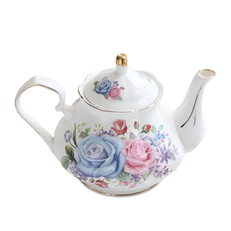 Théière anglaise en porcelaine rose bleue - 500ML