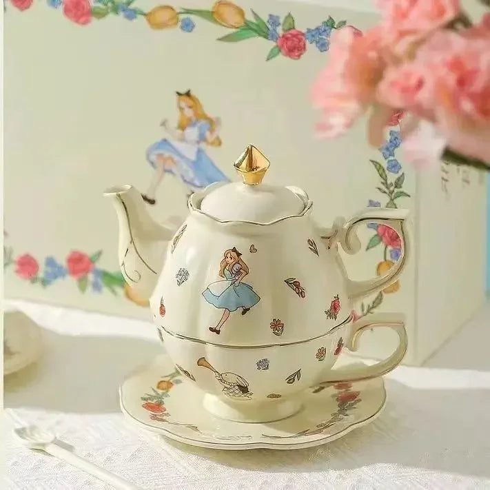 Théière en céramique alice au pays des merveilles + tasse Ma Théière
