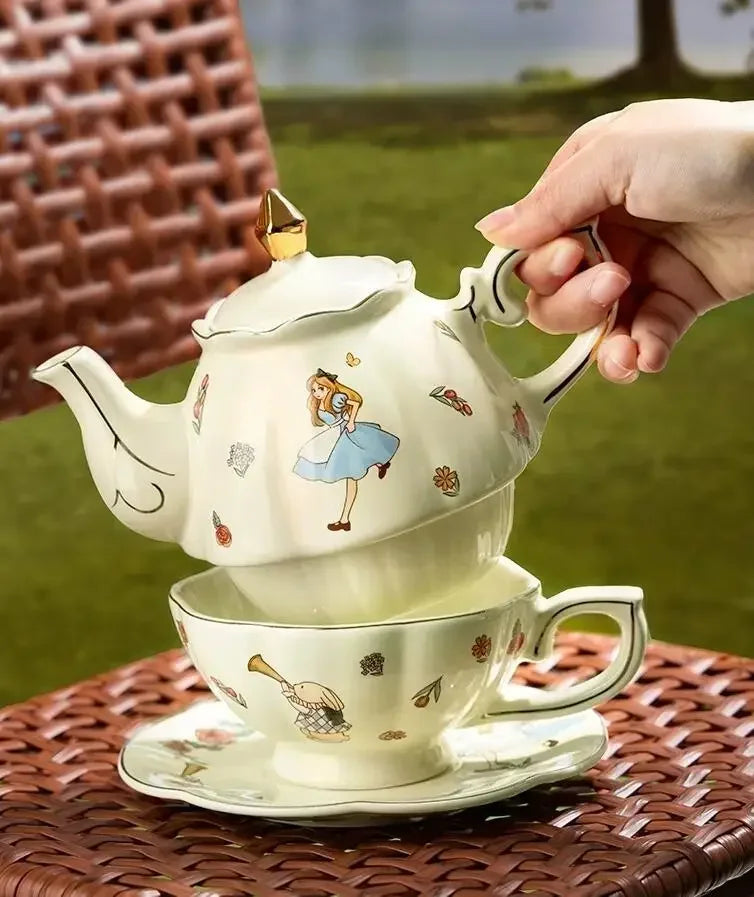 Théière en céramique alice au pays des merveilles + tasse Ma Théière