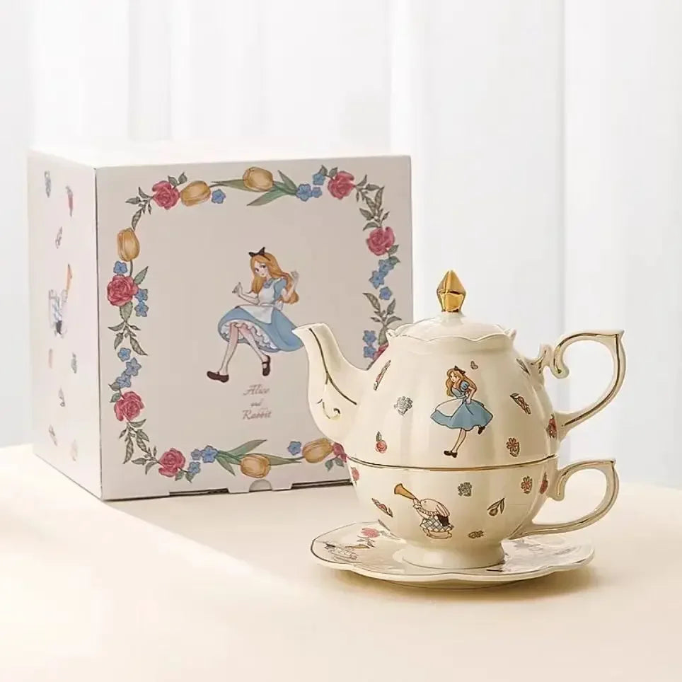 Théière en céramique alice au pays des merveilles + tasse Ma Théière