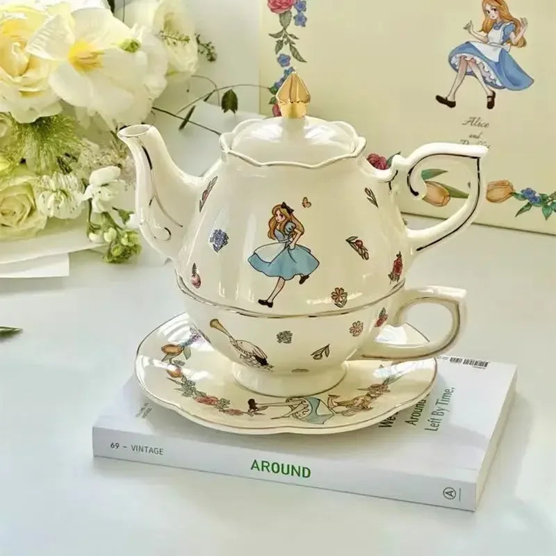 Théière en céramique alice au pays des merveilles + tasse Ma Théière