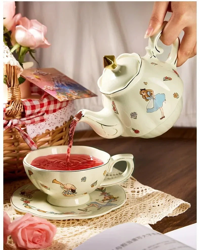 Théière en céramique alice au pays des merveilles + tasse Ma Théière
